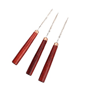 老式锥子打孔针补鞋木柄皮革上鞋锥工具手工修鞋直针头扩孔实心