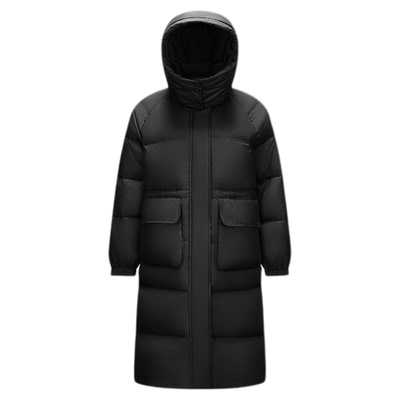 森马可拆卸帽90绒子长款羽绒服女