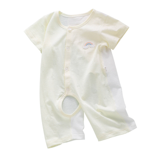婴儿连体衣59码100短袖夏季薄款无骨哈衣小六月龄一岁男宝宝衣服