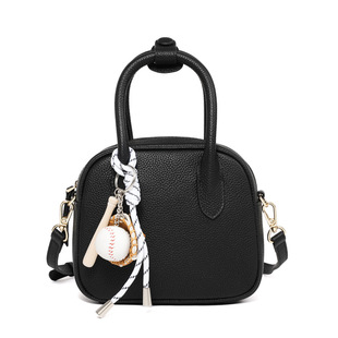 鹿师傅真皮保龄球包女2026新款小众吐司包手提斜挎包包高级感女包