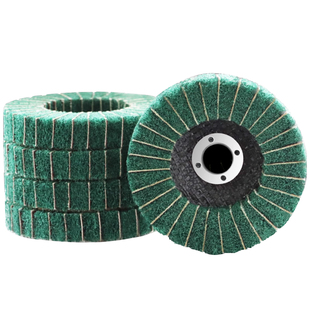 飞翼轮立式百洁布角磨机100尼龙纤维抛光轮布轮打磨百叶片拉丝轮