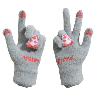 毛线手套女冬季可爱可触屏加绒加厚保暖骑行车五指冬天防寒棉手套