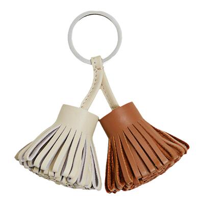 流苏手缝真皮双花球小草裙挂件