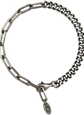 小众纯银古巴拼接回形针做旧手链