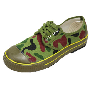 双钱牌98低帮迷彩鞋防滑透气学生帆布军训解放鞋男民工劳保黄胶鞋