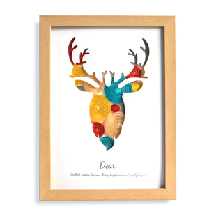 INS北欧风衍纸材料包 进口零基础diy手工折纸画 麋鹿成品手作套装