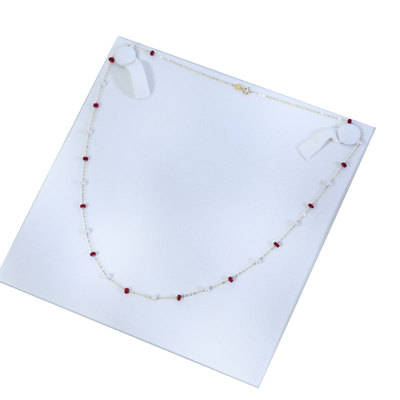 梵尼森天然珍珠红宝石满天星项链