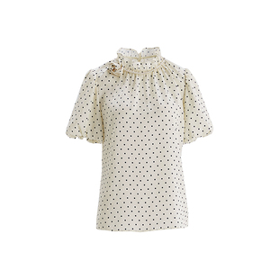 OBEG欧碧倩复古波点玫瑰衬衫女25春夏法式浪漫小上衣50501525