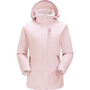 骆驼粉色冲锋衣女款小个子秋冬2026户外三合一保暖羽绒内胆外套男