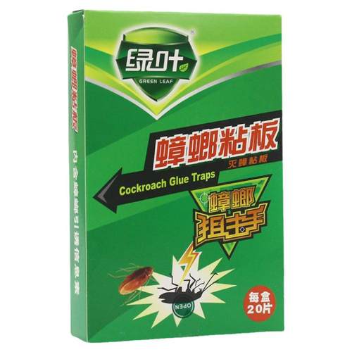 绿叶蟑螂粘板捕捉蟑螂小强器蟑螂贴粘蟑板纸酒店家用灭蟑螂药20张