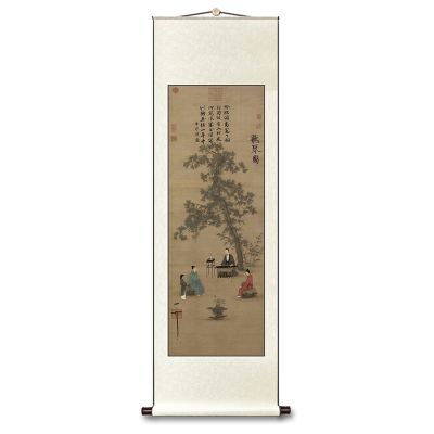 包邮赵佶宋微宗装饰画听琴图
