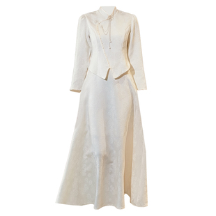 新中式伴娘服香槟色绝美高级感礼服2025新款冬装大码胖mm姐妹团裙