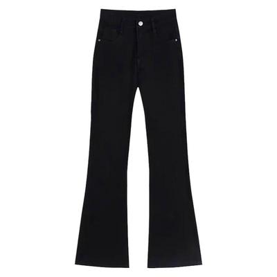 加厚加绒黑色微喇牛仔裤冬季高腰