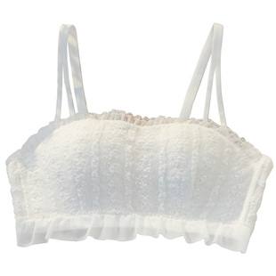 内衣女小胸聚拢显大无肩带美背学生少女调整型上托蕾丝文胸罩套装