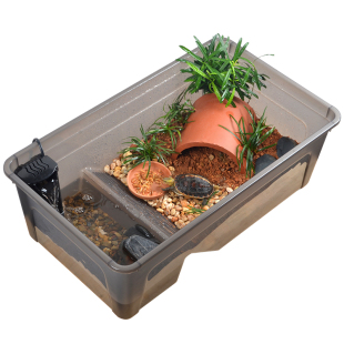 乌龟缸黄缘专用饲养箱造景生态大号缸水陆两栖半水龟躲避龟缸家用