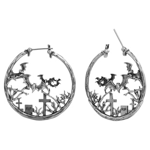 punkyouth墓园暗翼蝙蝠耳环925银防过敏哥特暗黑个性潮搭