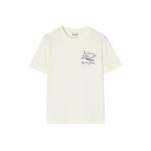 【新款】BURBERRY女装 羽毛印花棉质 T 恤衫 81280661