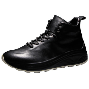 冬季潮鞋高帮男鞋真皮包底运动高邦板鞋韩版厚底短靴男休闲马丁靴