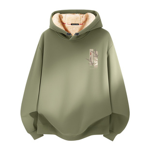 真维斯加绒卫衣男秋冬款2025新款连帽加厚保暖青少年学生冬季上衣