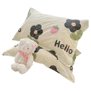 枕套一对装纯棉全棉整头套儿童加厚家用48x74cm夏季枕头套枕芯套