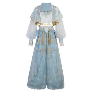 汉服女夏国风汉元素上衣敦煌飞天西域演出服薄款灯笼裤新中式套装