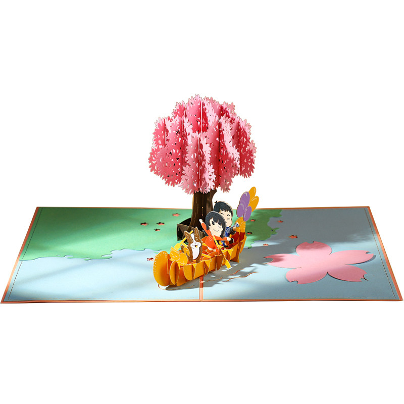 樱花树3D立体贺卡武汉大学樱花文创礼品情人节生日卡片送同学礼物