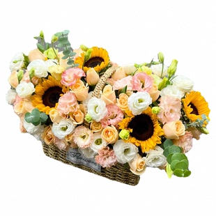 西安鲜花花店同城速递玫瑰绣球手提花篮礼盒探望病人生日表白花束