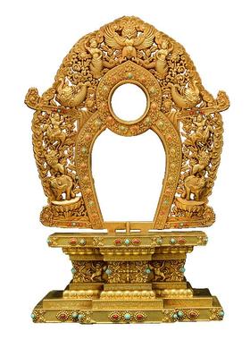 精工铜鎏金佛台增高供座台摆件
