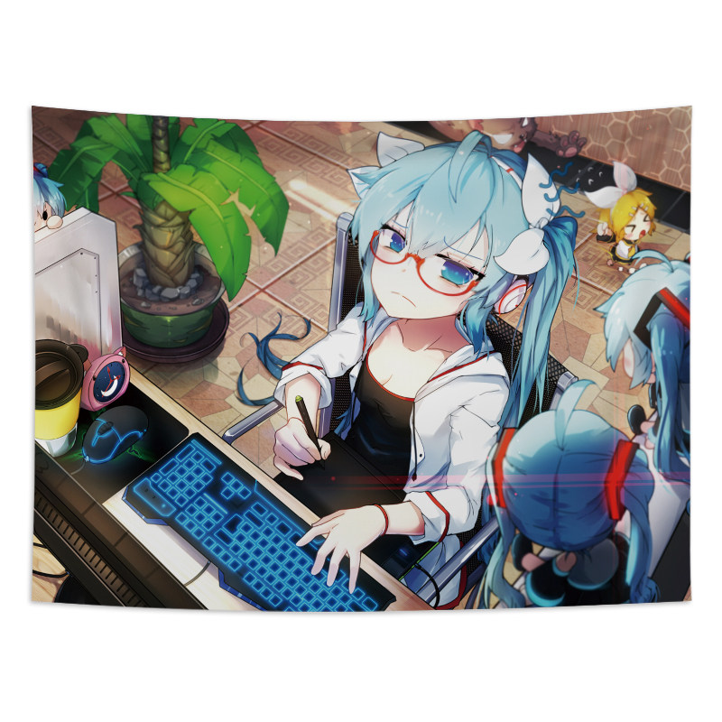 初音未来背景布MIKU挂布网红宿舍直播挂毯二次元周边房间装饰墙布