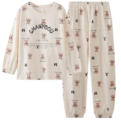 新款纯棉长袖加厚睡衣女秋冬季