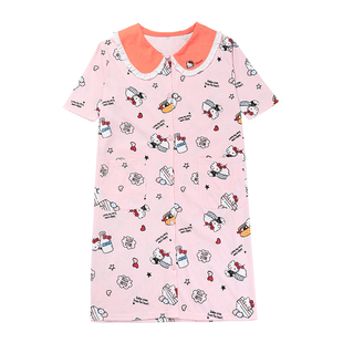 tutuanna春夏全棉睡衣家居服女 HELLOKITTY短袖长款睡裙家居服女