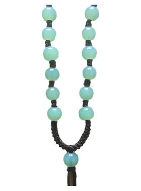 4毫米小圆珠青白玉石玉线项链