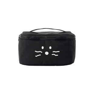 韩国romane可爱猫咪手提大容量化妆包杂物收纳包多网袋立体拉链包