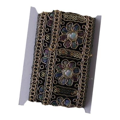 NEW A Flower 金线镜面绣花布条亮片绣高档服装辅料cotton time