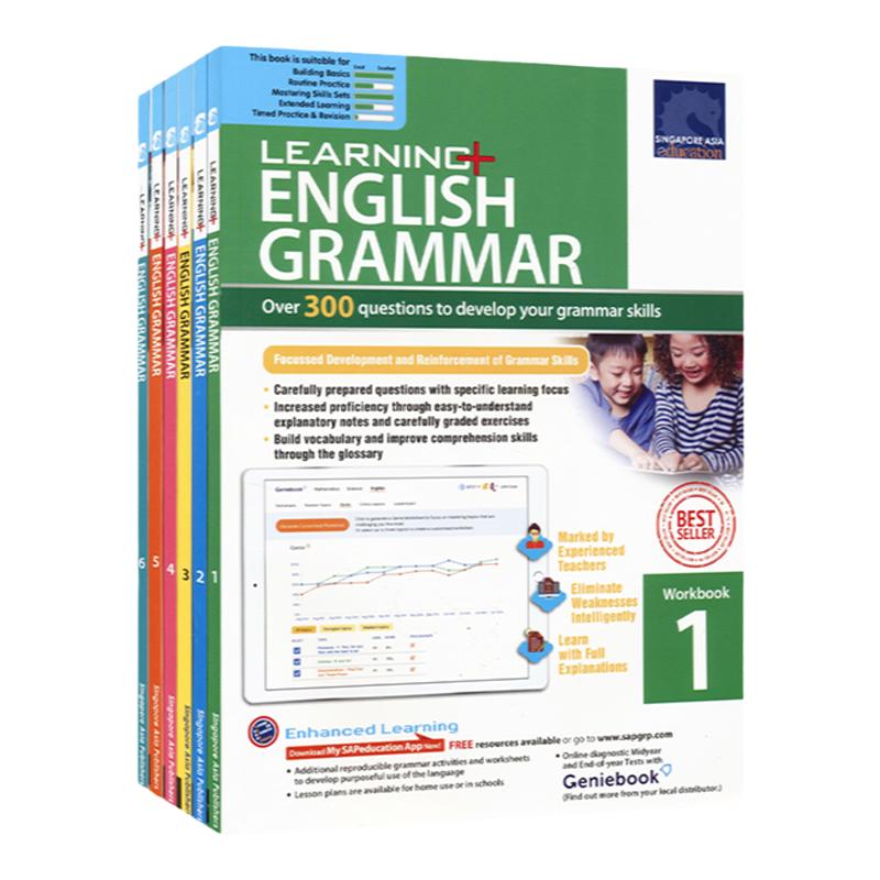 新加坡学习系列英语语法 SAP Learning English Grammar Workbook 1-6年级英文原版练习册 131个必修语法 基础版 新加坡小学教辅