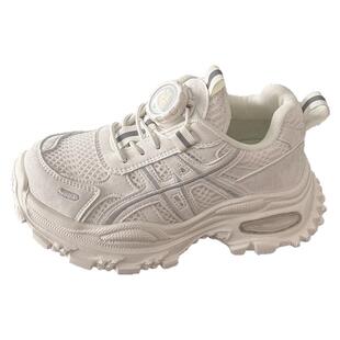 旋转扣户外儿童运动鞋2026春季新款女童鞋子软底老爹鞋男童跑步鞋