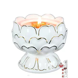 描金莲花白酥油灯佛前点灯供灯佛堂长明灯灯座供佛室内家用灯座