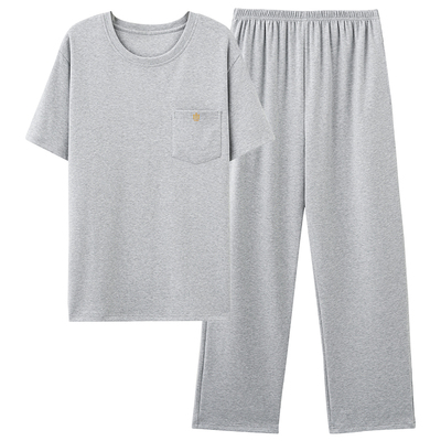 夏款男短袖长裤纯棉家居服