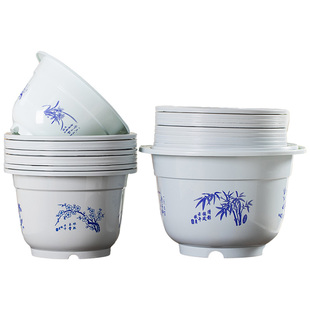 花盆家用塑料树脂加厚耐用大号大口径清仓中国风带托盘批发清仓