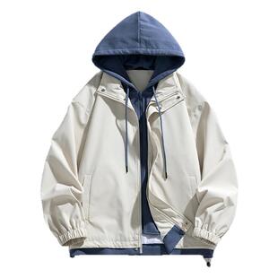 回力假两件连帽夹克男士春秋季2026新款宽松休闲男生冲锋工装外套