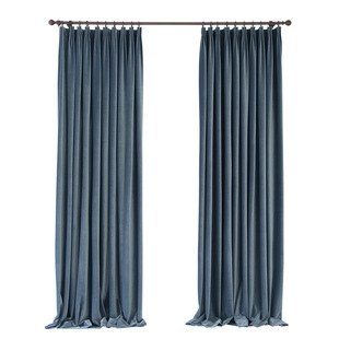 Essen埃森 雾霾蓝轻奢现代美式复古德国棉绒加厚遮光丝绒定制窗帘