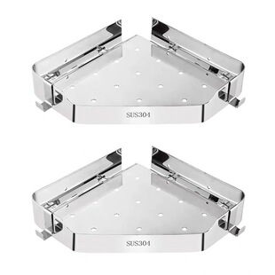 免打孔304不锈钢浴室大号三角架洗手间层转角架壁挂墙角收纳架子