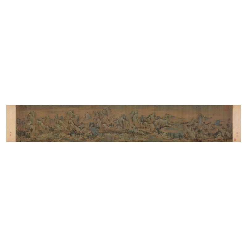 南宋 赵伯驹 江山秋色图横幅长卷山水国画高清复制画版画装饰画