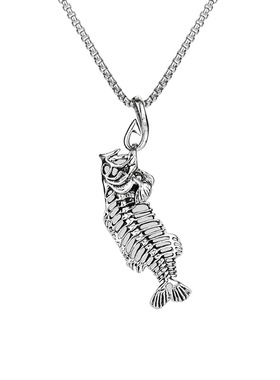 自制个性鱼骨项链潮男霸气吊坠