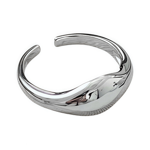 S925纯银戒指女时尚个性几何异型光面戒叠带设计款质感食指戒指环