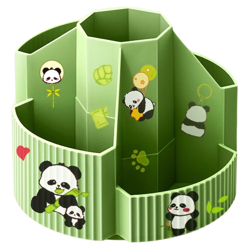 熊猫旋转笔筒大容量收纳盒360度小学生书桌笔桶桌面创意多功能笔盒儿童男孩款女孩放装笔的笔架男生男童可爱