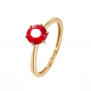若华珠宝红罗=刻面红宝石戒指正品女18k金彩宝指环六爪镶嵌定制
