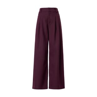 颜域酒红色高腰直筒裤女士2026春季新款显高通勤职业百搭休闲长裤