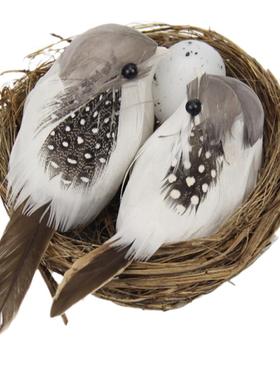 迷你仿真鸟巢小鸟蛋盆景装饰森系