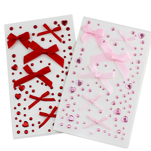 新年圣诞贴纸脸部儿童过年脸贴妆容元旦跨年装饰丝带红色蝴蝶结写真爱心钻石舞台表演新娘头饰配饰品道具生日